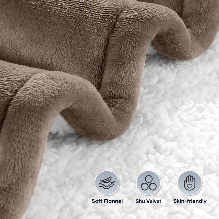 Electric Blanket 72" X 84" Full Size, Flannel & Shu Velvet, Fast Heating, 6 Heating Levels, 10 Hours Timer, Linen