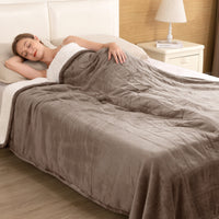 Electric Blanket 72" X 84" Full Size, Flannel & Shu Velvet, Fast Heating, 6 Heating Levels, 10 Hours Timer, Linen