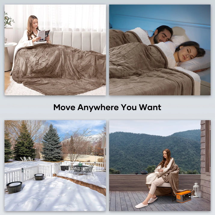 Electric Blanket 72" X 84" Full Size, Flannel & Shu Velvet, Fast Heating, 6 Heating Levels, 10 Hours Timer, Linen
