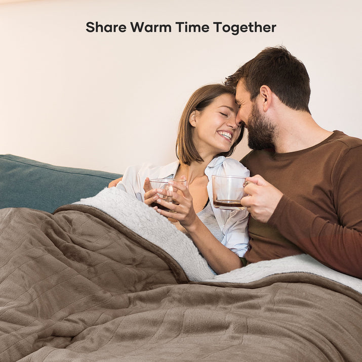 Electric Blanket 72" X 84" Full Size, Flannel & Shu Velvet, Fast Heating, 6 Heating Levels, 10 Hours Timer, Linen